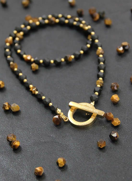 コランコランＦＯＲＣＥ3 角・タイガーアイA（ゴールド・ブラック）　ネックレス 特典付き】コランコランFORCE3（フォーススリー）角