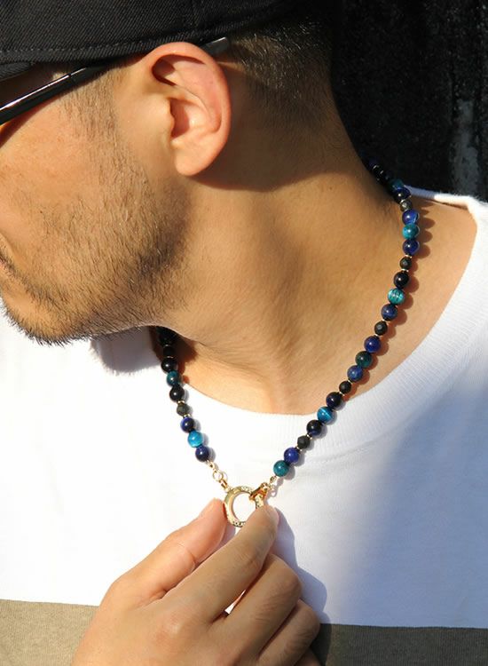 COLANCOLAN ＦＯＲＣＥ５　８ｍｍネイタイガーアイ　ネックレス コランコランFORCE5（フォースファイブ） 8mmネイビー